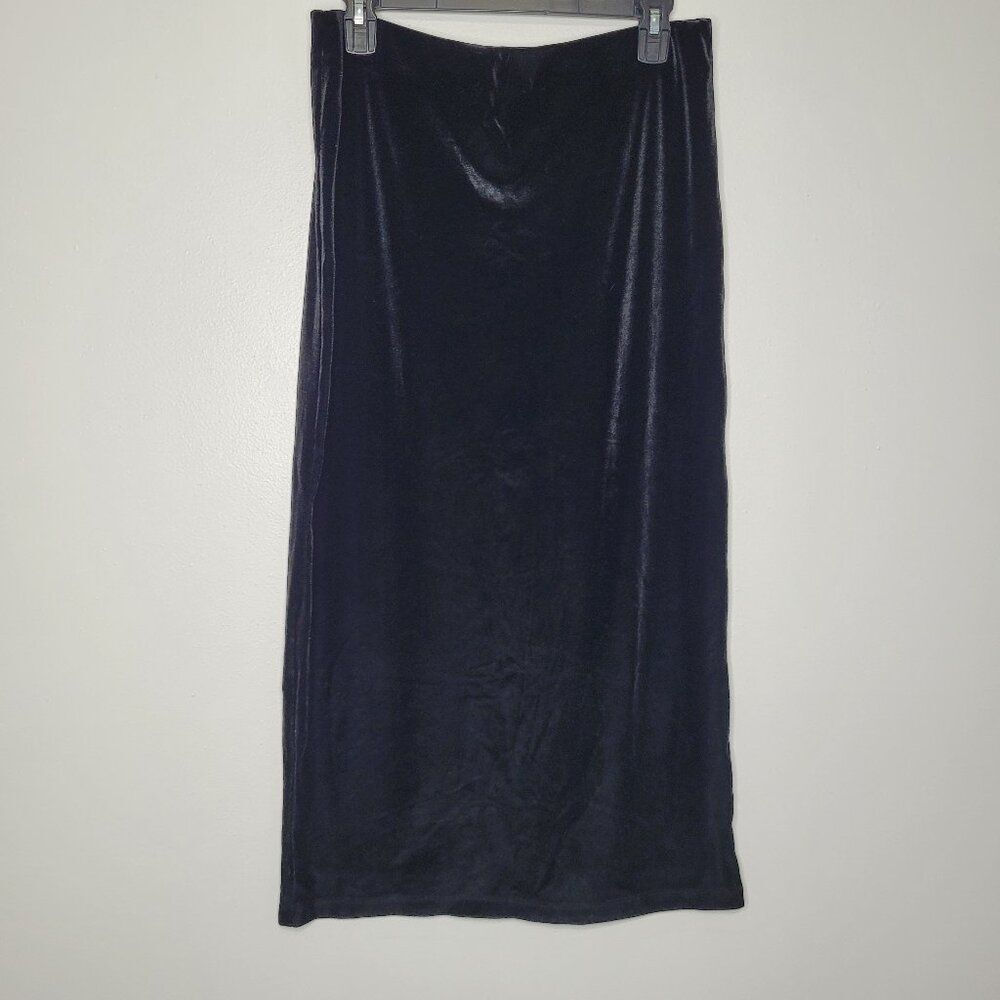 Vintage Jody California black velvet witchy grunge maxi straight skirt size xl